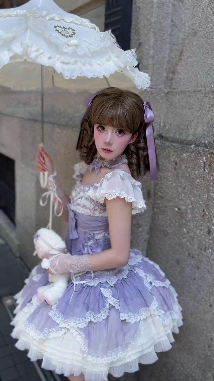 Moonlit Garden Lace Lolita Dress (Lavender & Ivory)