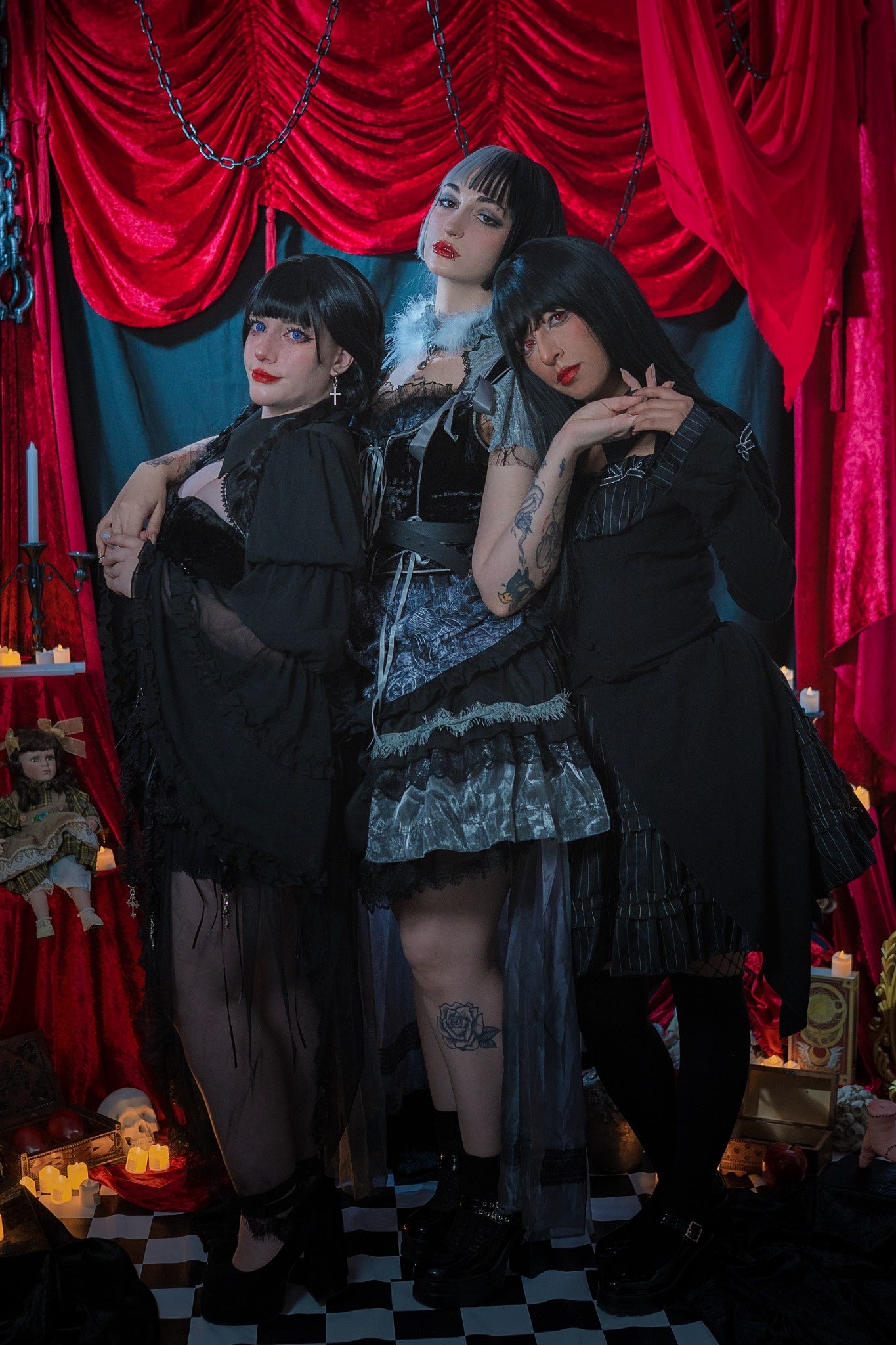 Moonlit Gothic Enigma OP Dress (Black Silver)