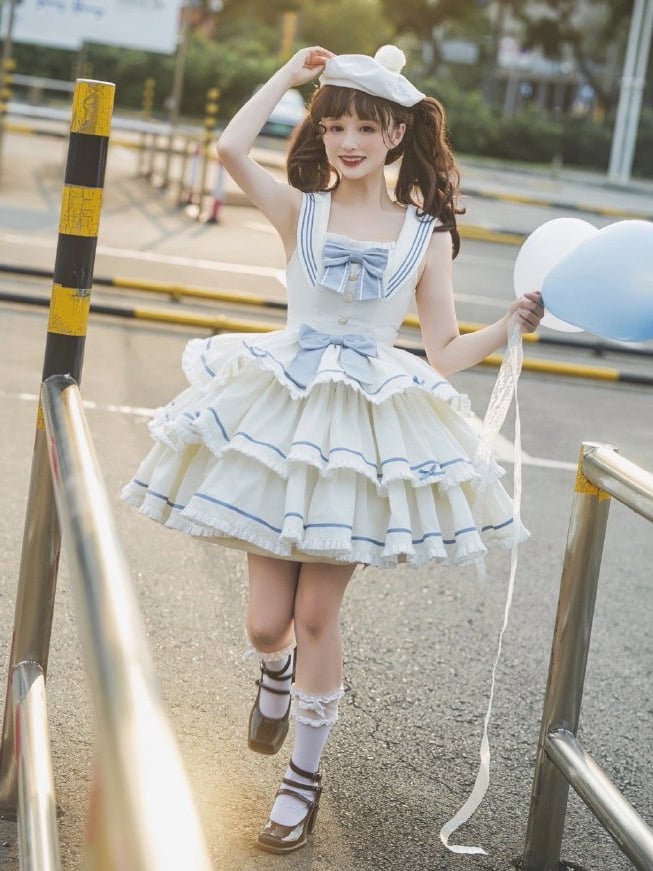Untitled Sea Breeze Ivory Sailor Jumper Skirt