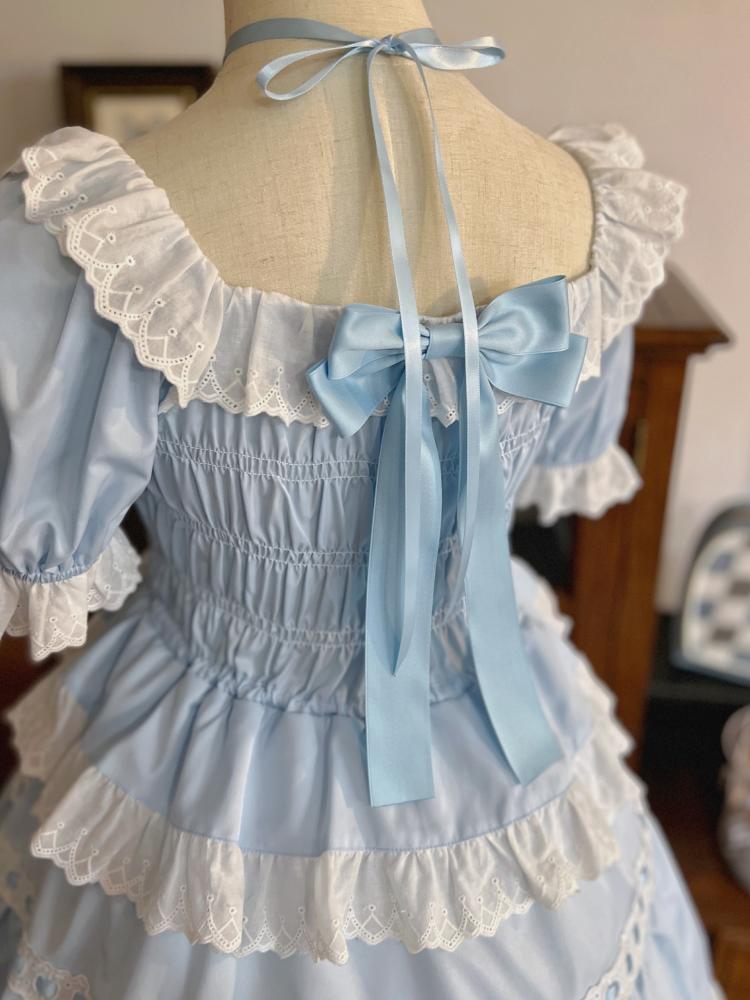 Dolls Frill Bowknot Details High Waist Short Sleeves One Piece