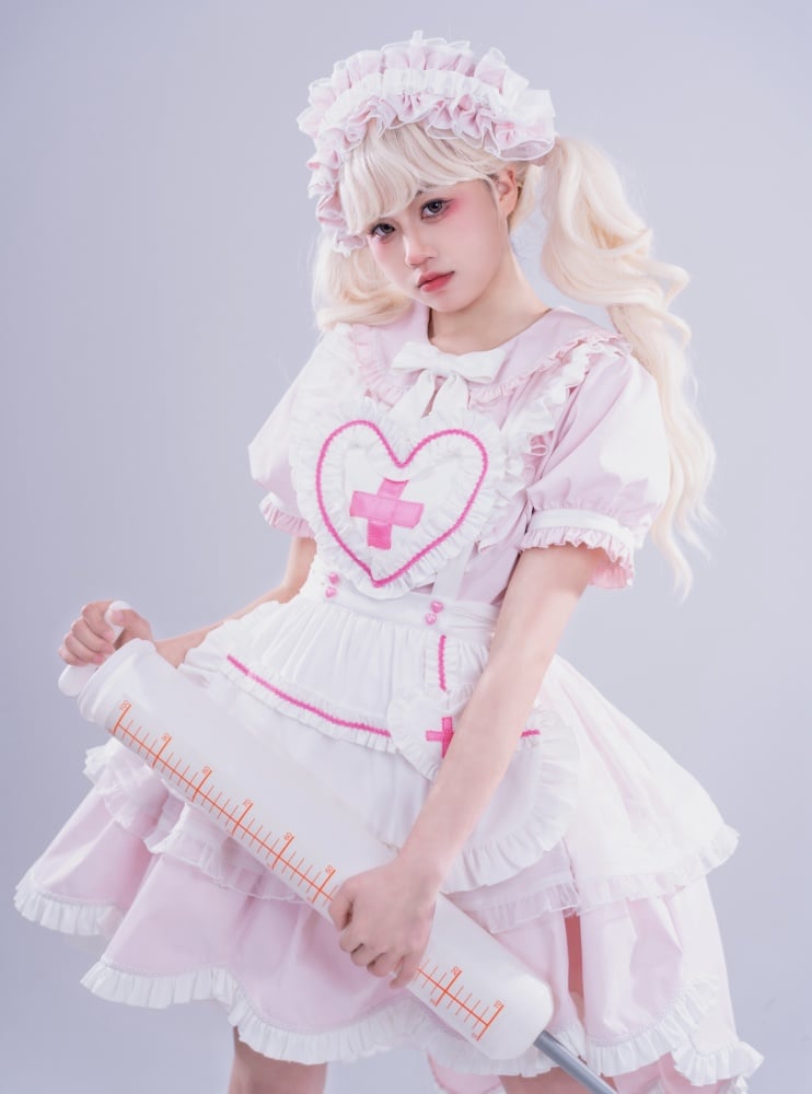 Pink High-low Scalloped Edge Skirt Sweet Maid One Piece