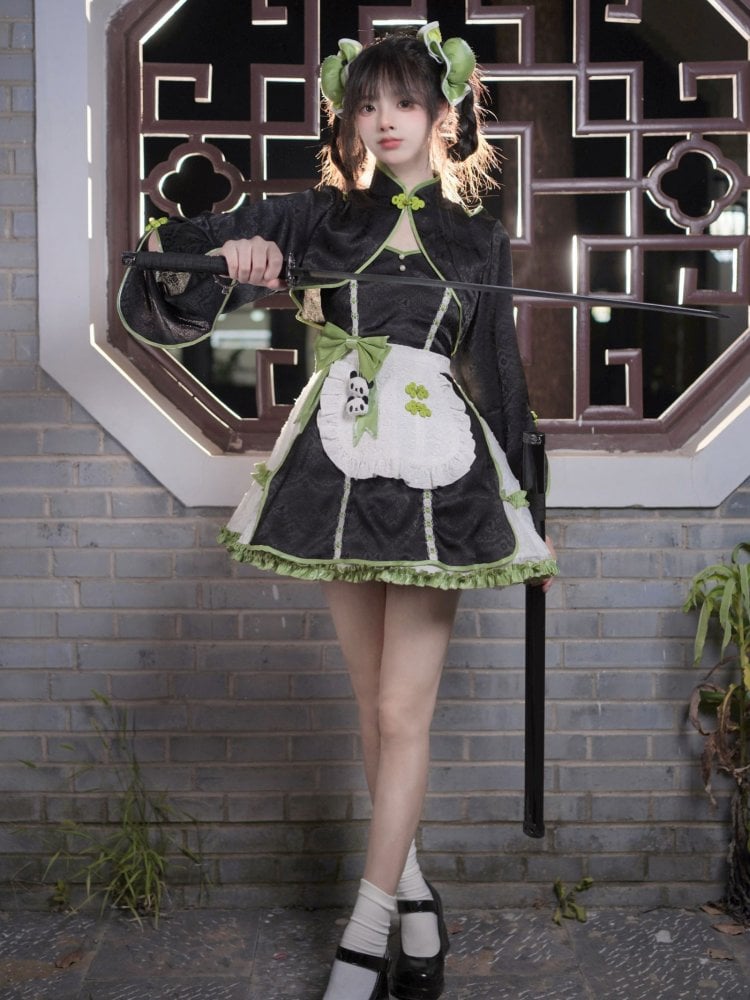 Green Qi Style Jumper Skirt +Bolero+Apron Full Set