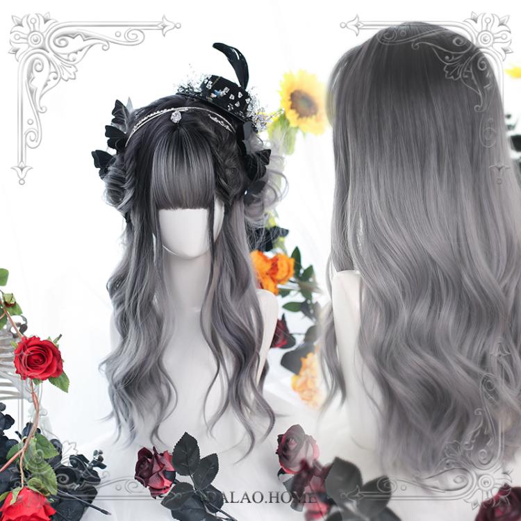 Gray Gradient Long Wavy Curly Synthetic Wig