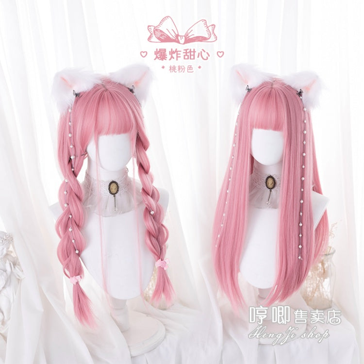 Blast Sweetheart Pink Long Straight Synthetic Wig with Bangs