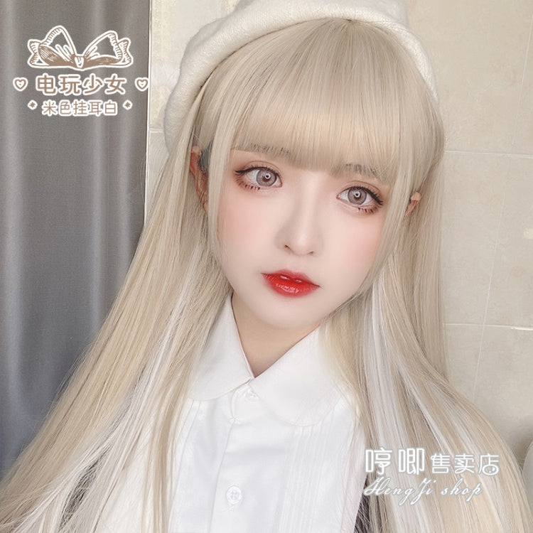 Video Game Long Straight Synthetic Wig with Bangs