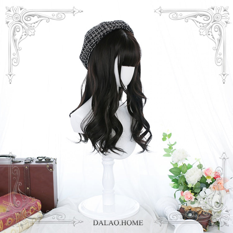 Mid-length Curly Synthetic Wig with Bangs