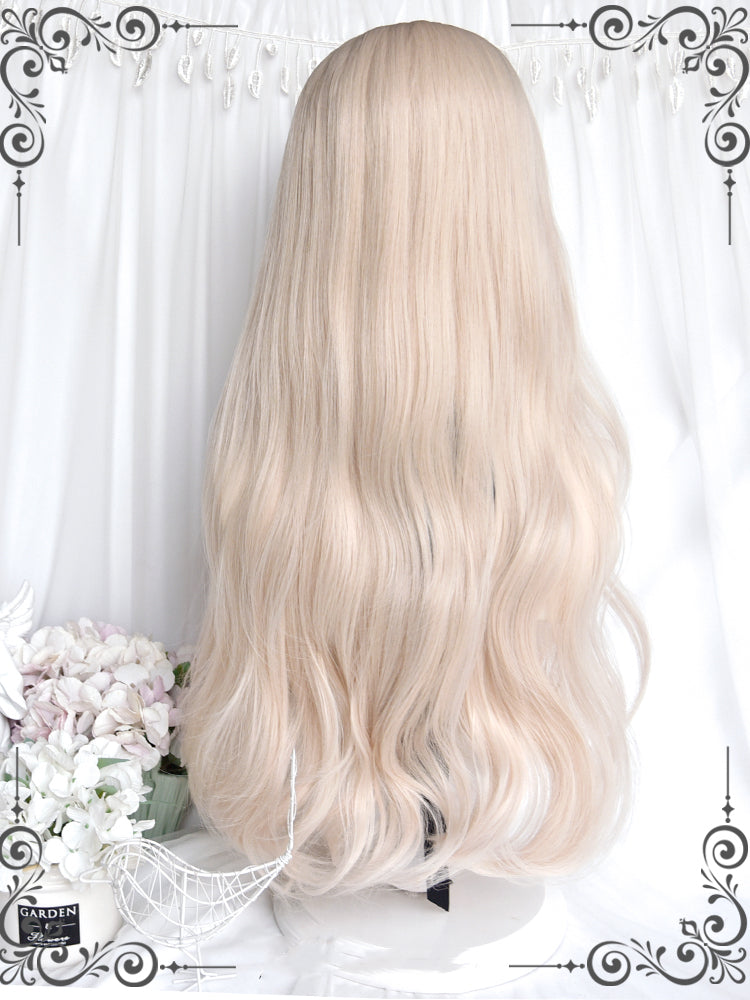 Natural Parting Milkshake White Long Wavy Synthetic Wig