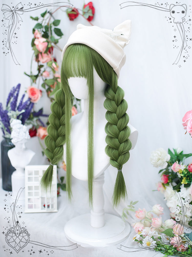 Avocado Green Long Straight Synthetic Wig