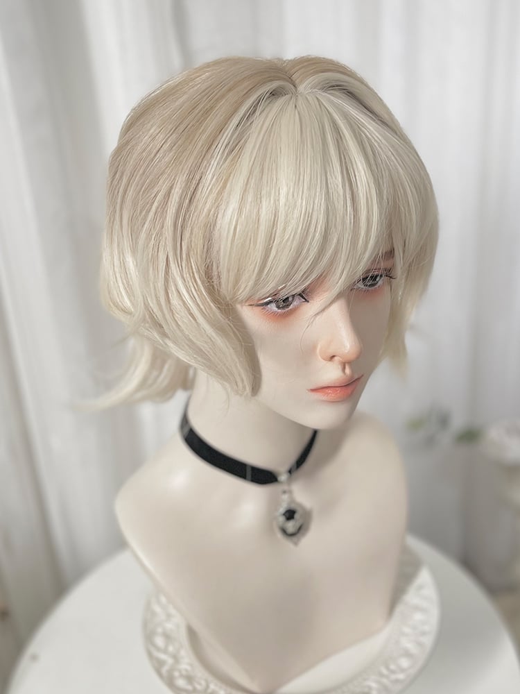 Light Blonde Wavy Boy Style Wig