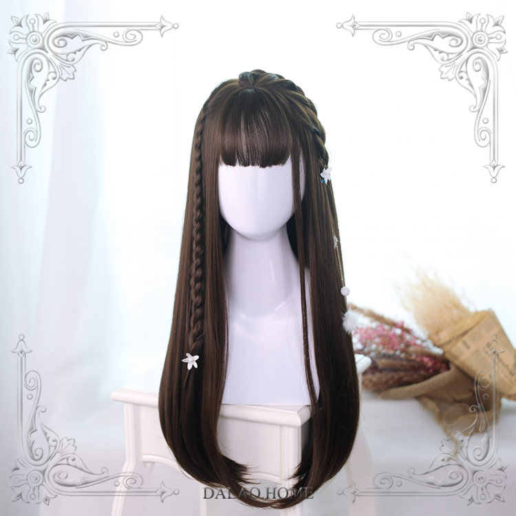 Brown-black/Chestnut Brown/Black Long Straight Synthetic Wig