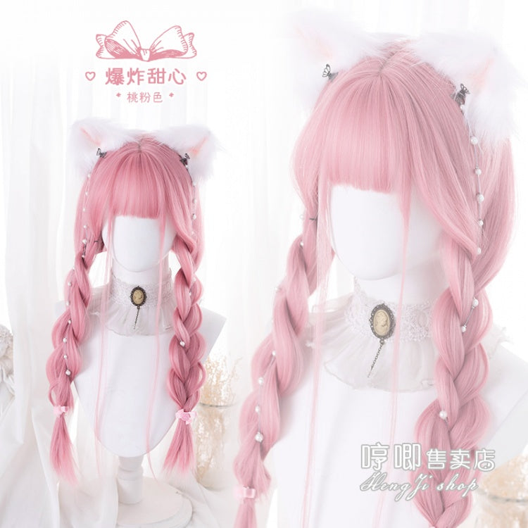 Blast Sweetheart Pink Long Straight Synthetic Wig with Bangs