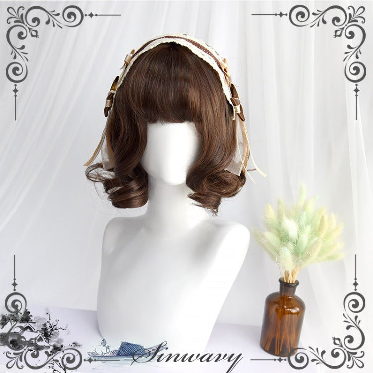 Dali Black Short Curly Synthetic Wig with Bangs