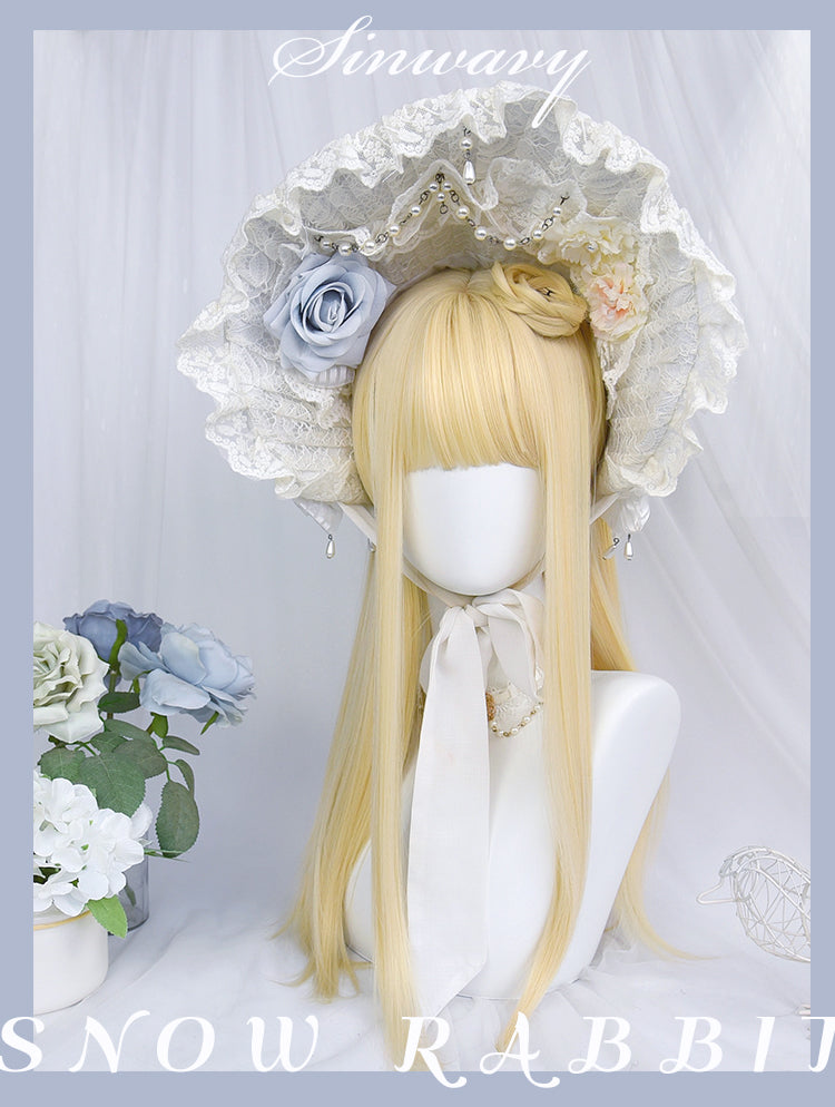 Snow Rabbit Microroll Long Curly Synthetic Wig