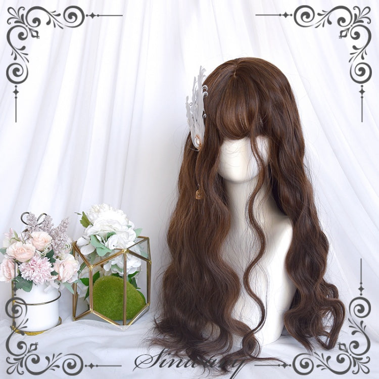 Bear Mo Caramel Color Wool Roll Long Curly Synthetic Wig with Bangs