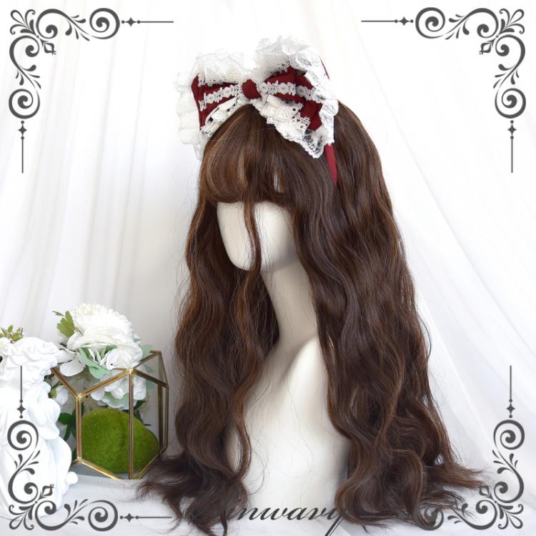 Bear Mo Caramel Color Wool Roll Long Curly Synthetic Wig with Bangs