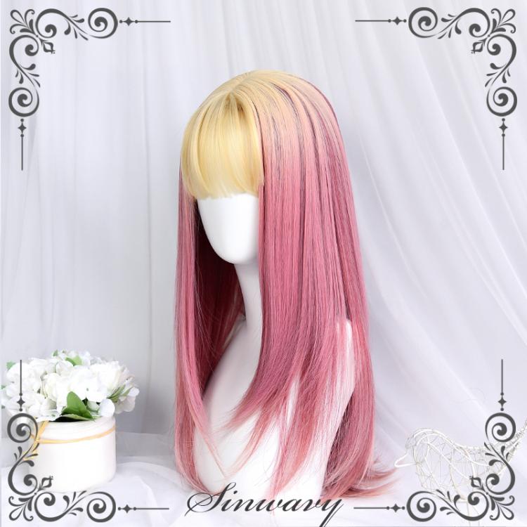 Cream Rose Microroll Long Curly Synthetic Wig