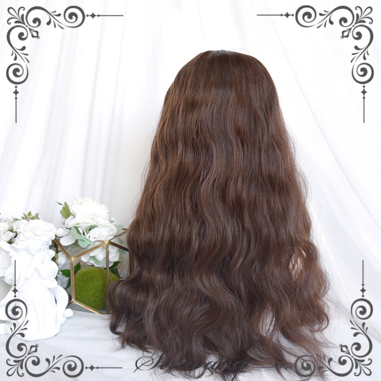 Bear Mo Caramel Color Wool Roll Long Curly Synthetic Wig with Bangs