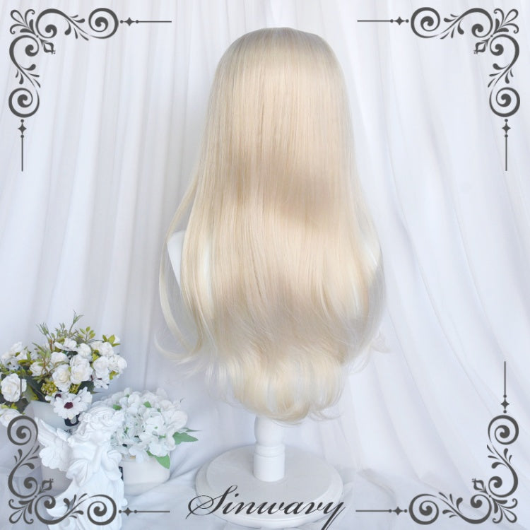 Milk Froth JK Long Curly Synthetic Wig with Bangs