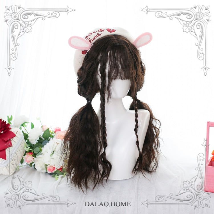 Streamer Long Wool Curly Synthetic Wig with Bangs