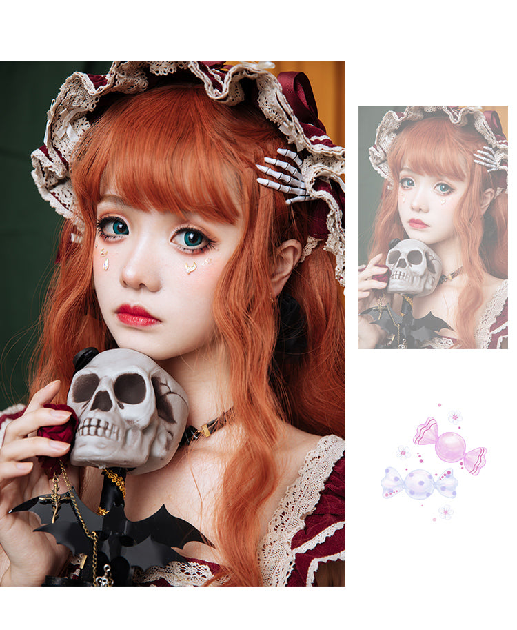 Witch Orange Long Curly Synthetic Wig