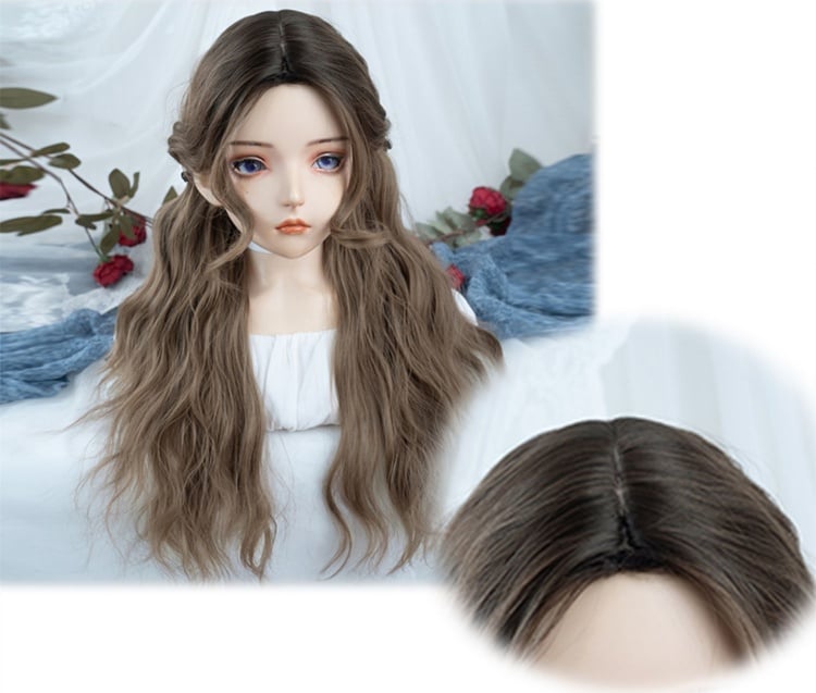 Curtain Bangs Curly Long Synthetic Wig