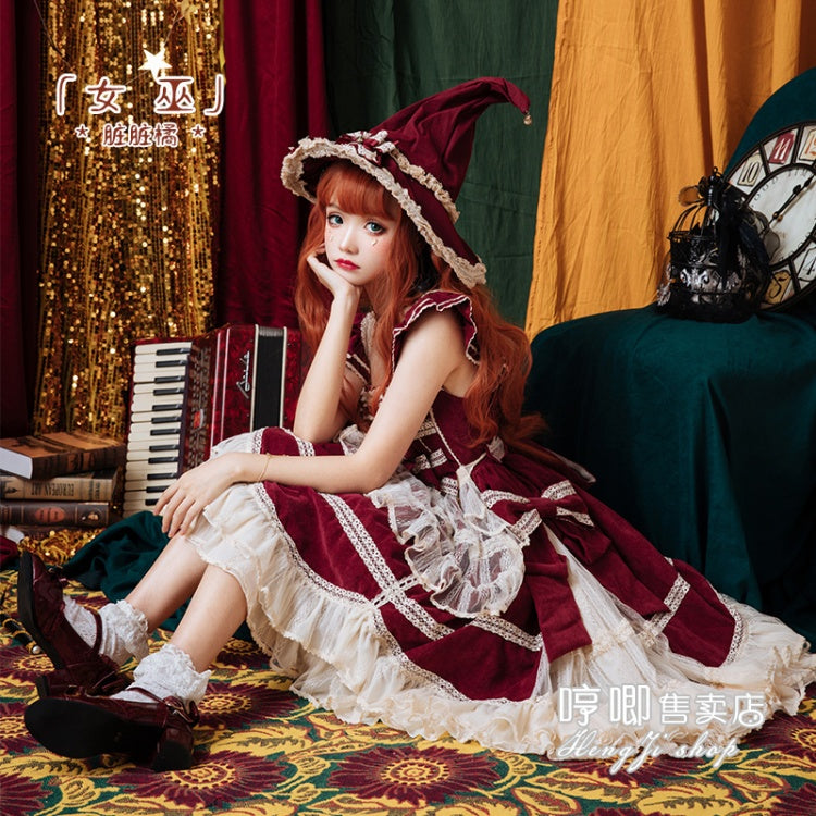 Witch Orange Long Curly Synthetic Wig