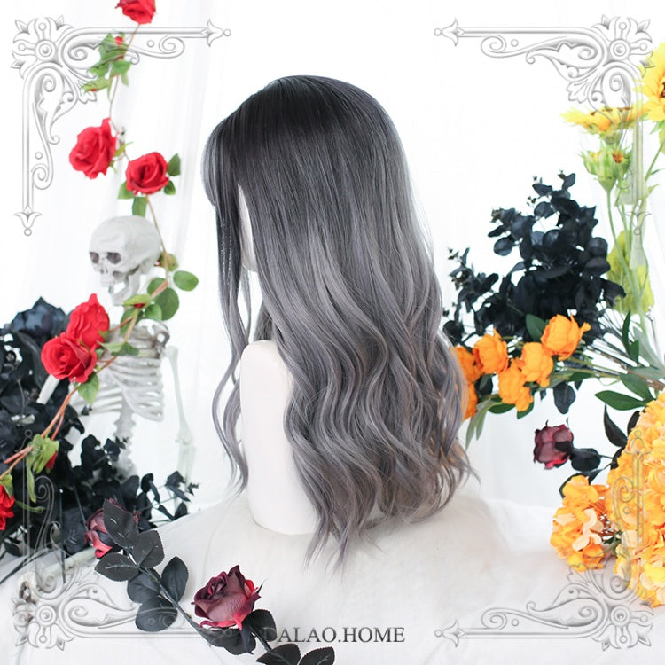 Gray Gradient Long Wavy Curly Synthetic Wig