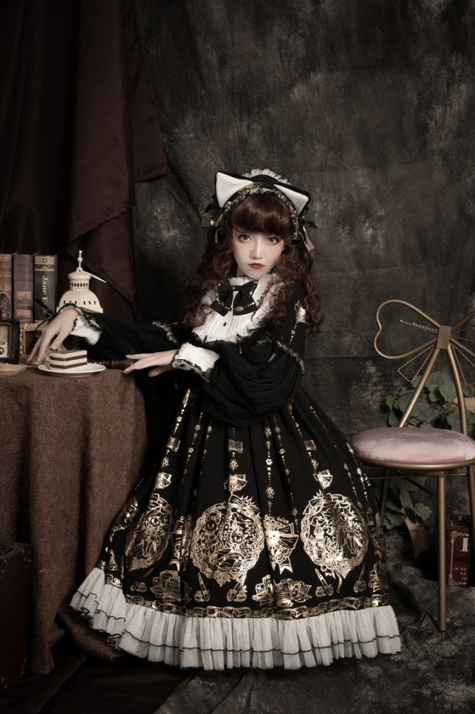 Fairytale Town Stand Collar Long Sleeves Gothic One Piece