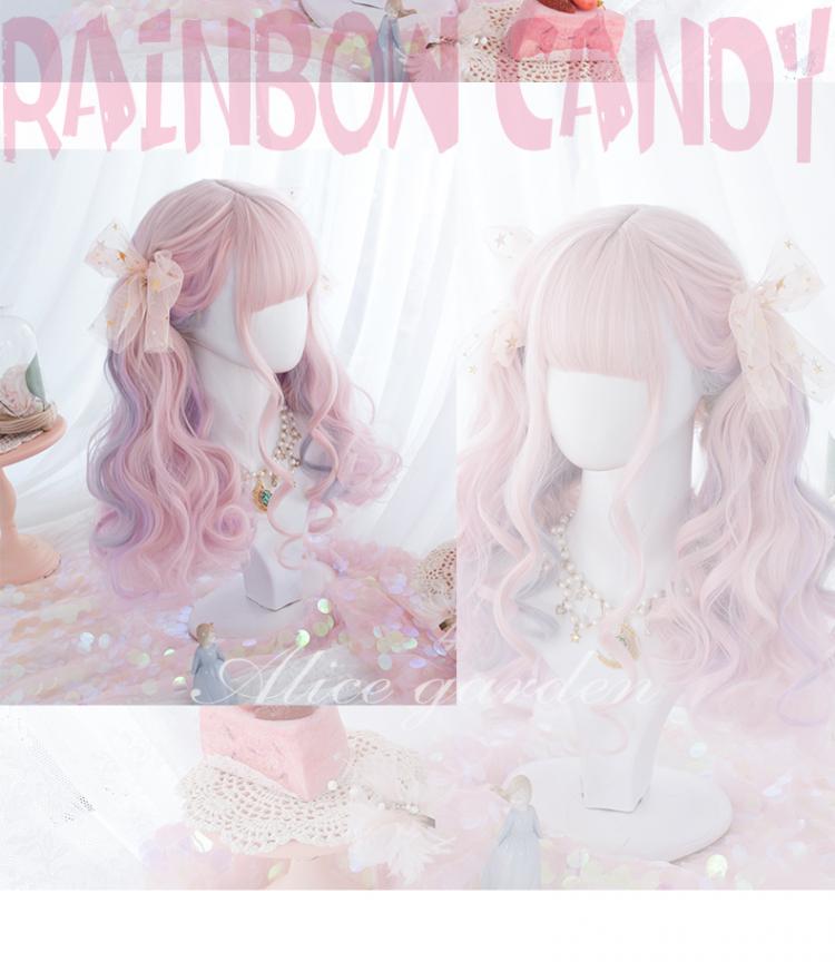 Candy Pink Long Roman Roll Synthetic Wig