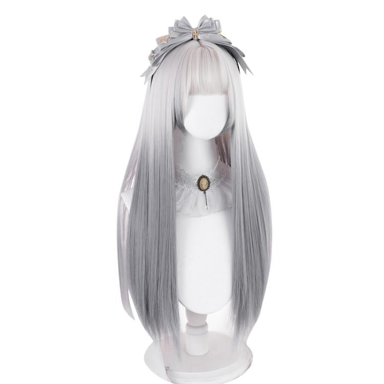 Musara Kanna Gray Gradient Long Straight Synthetic Wig with Bangs