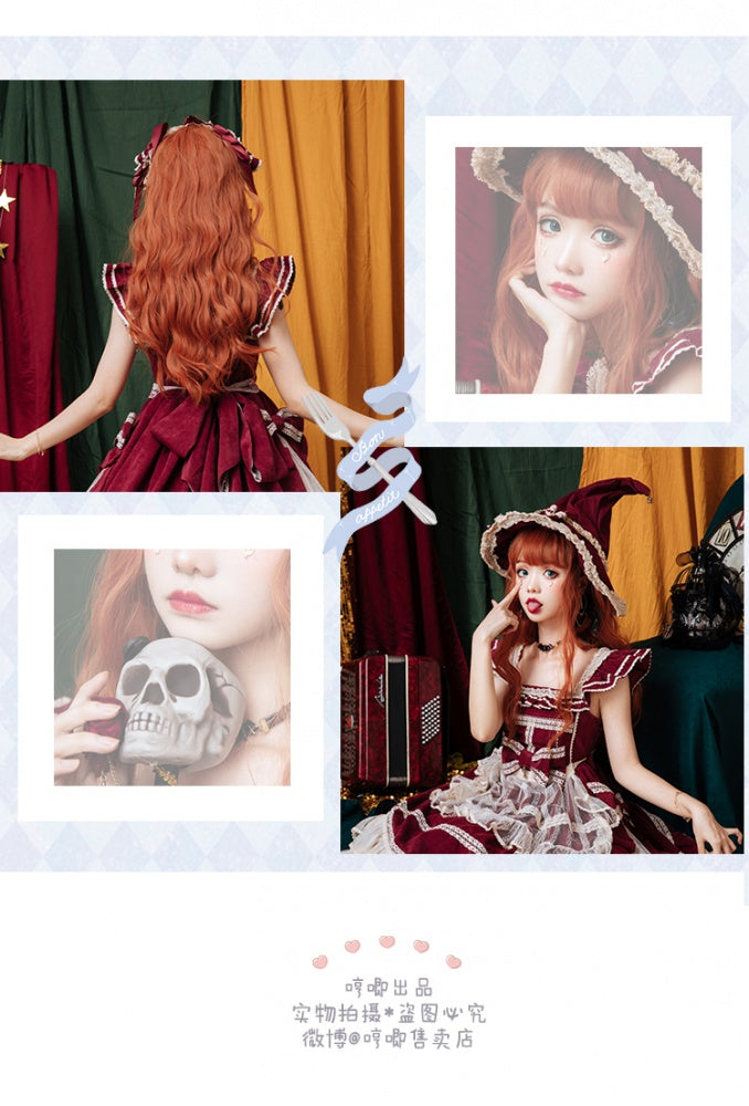 Witch Orange Long Curly Synthetic Wig