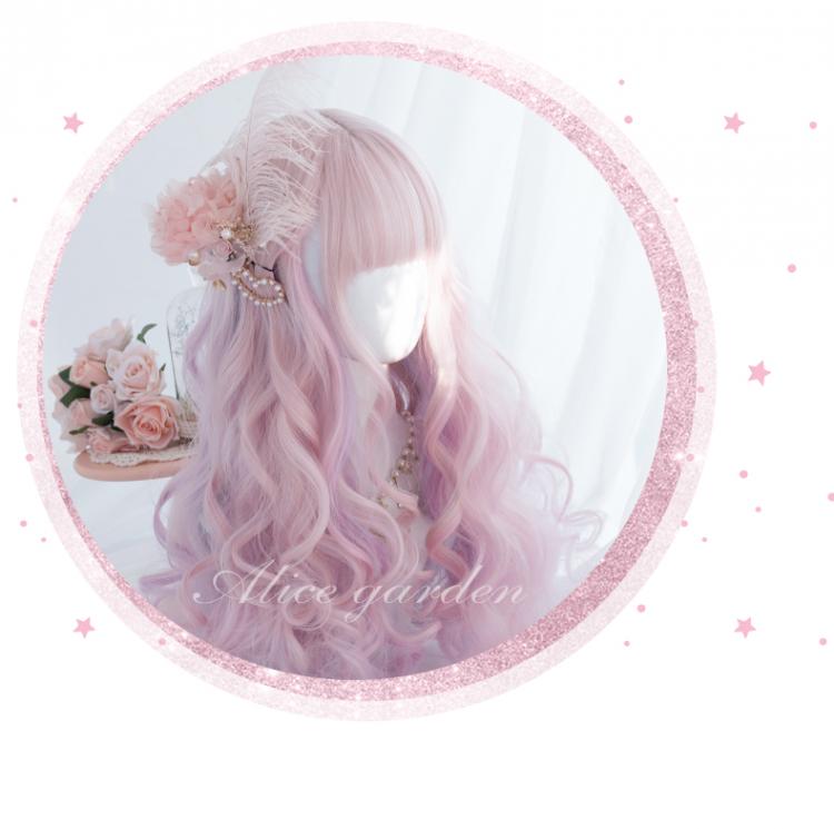 Candy Pink Long Roman Roll Synthetic Wig