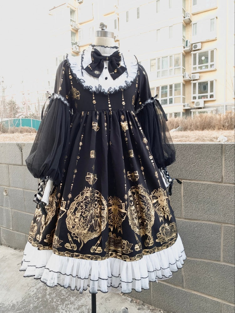 Fairytale Town Stand Collar Long Sleeves Gothic One Piece