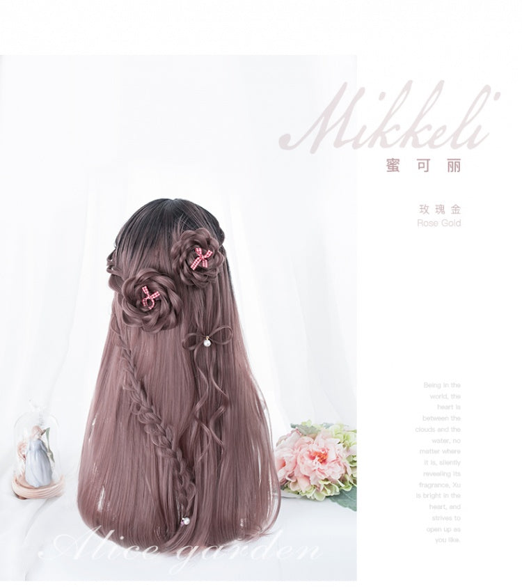 Dusty Rose Long Straight Synthetic Wig