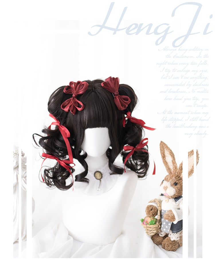 Little Red Riding Hood Double Ponytail Short Curly Synthetic Wig