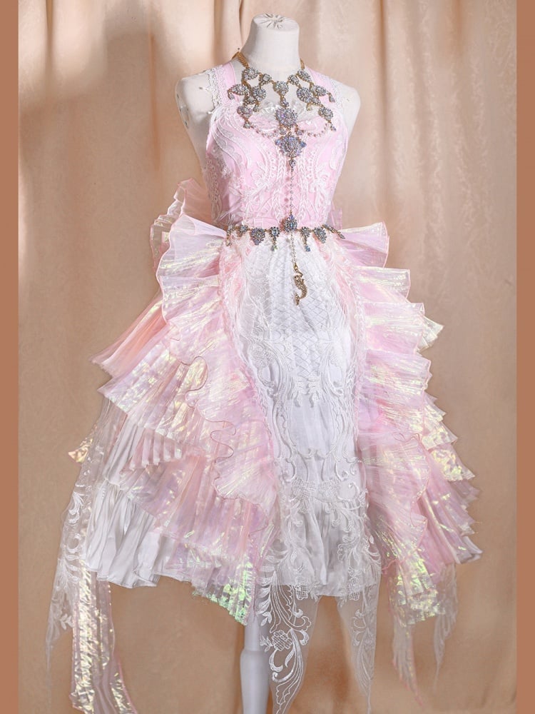 Pink Gorgeous Jumper Skirt Sweetheart Neckline Fairy Dress Full Set