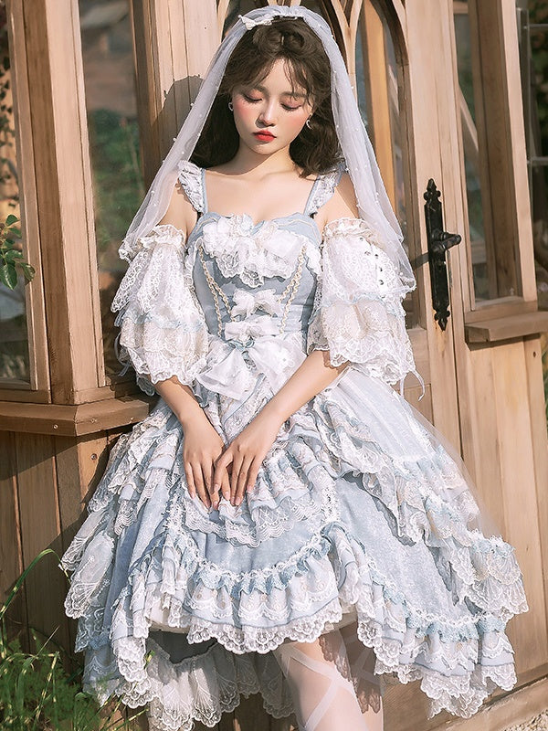 Elegant Light Blue Hanayome Jumper Skirt Full Set