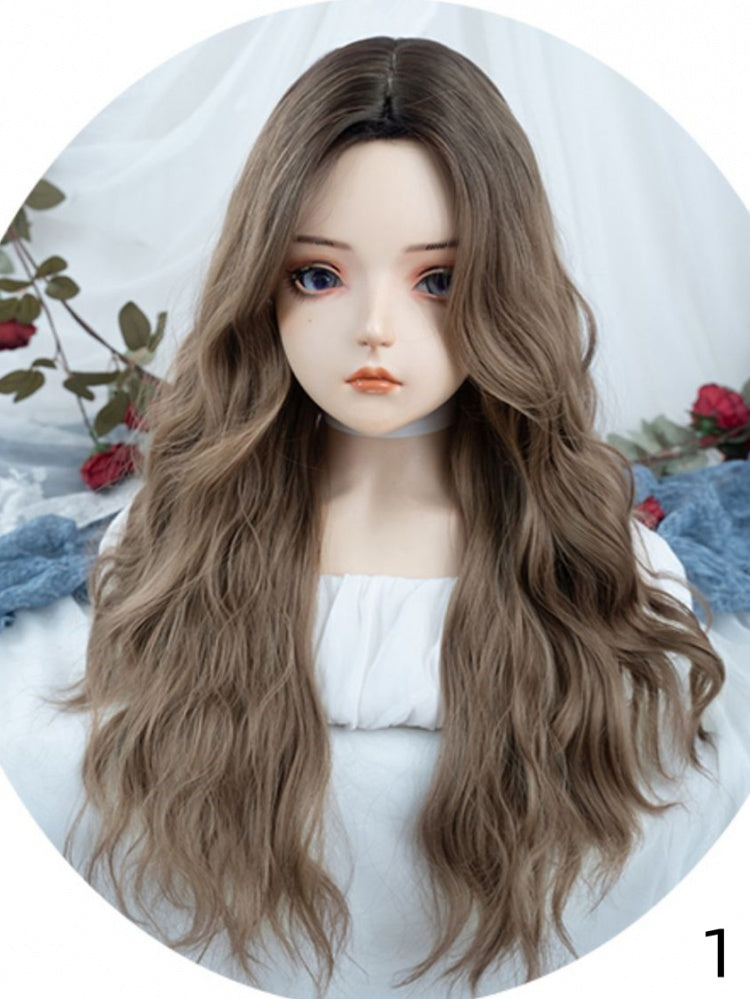 Curtain Bangs Curly Long Synthetic Wig