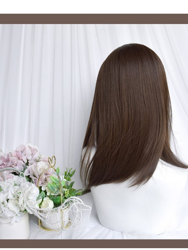 Shoulder Length Straight Brown Synthetic Wig