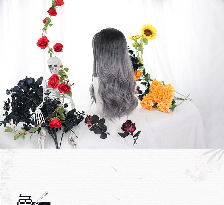 Gray Gradient Long Wavy Curly Synthetic Wig