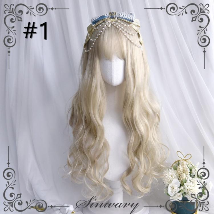 Bobo Milk Tea Long Curly Synthetic Wig with Bangs