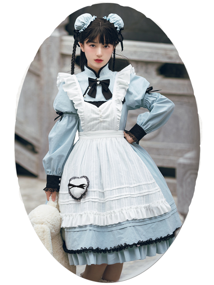 Alice's Fantasy Stand Collar Long Sleeves Cotton Qi Style One Piece Full Set