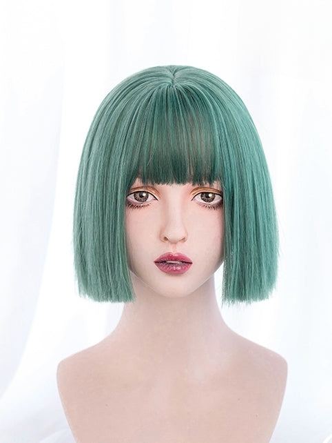 Dark Green Straight Short Synthetic Wig