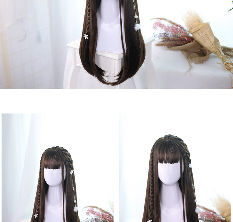 Brown-black/Chestnut Brown/Black Long Straight Synthetic Wig