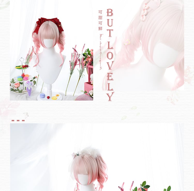 Mid-length Gradient Double Ponytail Curly Synthetic Wig