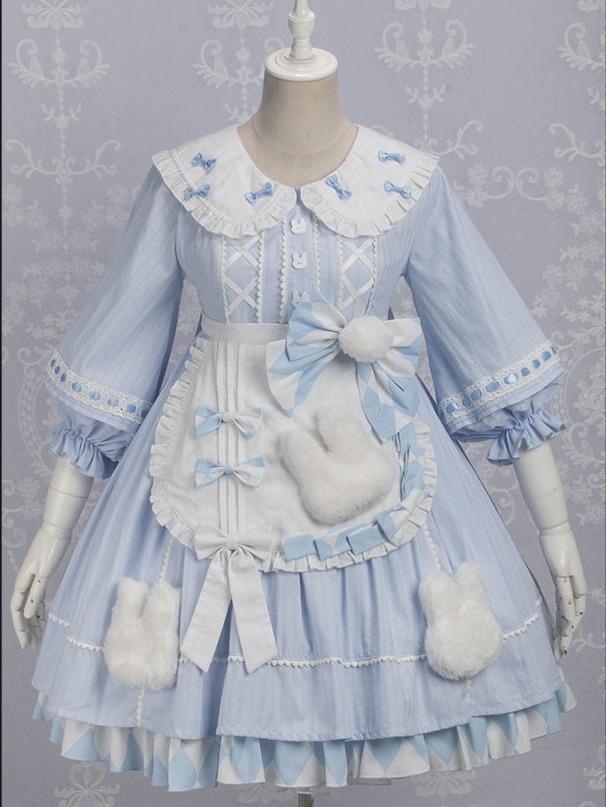 Alice Bunny Lolita Fashion Mid-length Sleeves Peter Pan Collar Dress