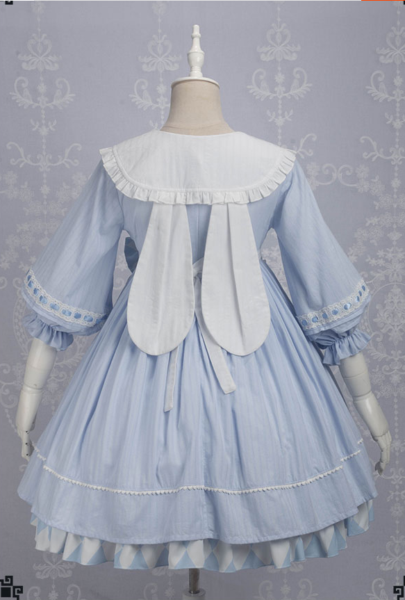 Alice Bunny Lolita Fashion Mid-length Sleeves Peter Pan Collar Dress