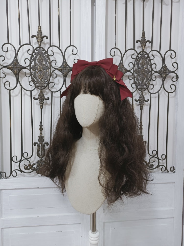 Long Wavy Dark Chocolate Brown Wig with Bangs