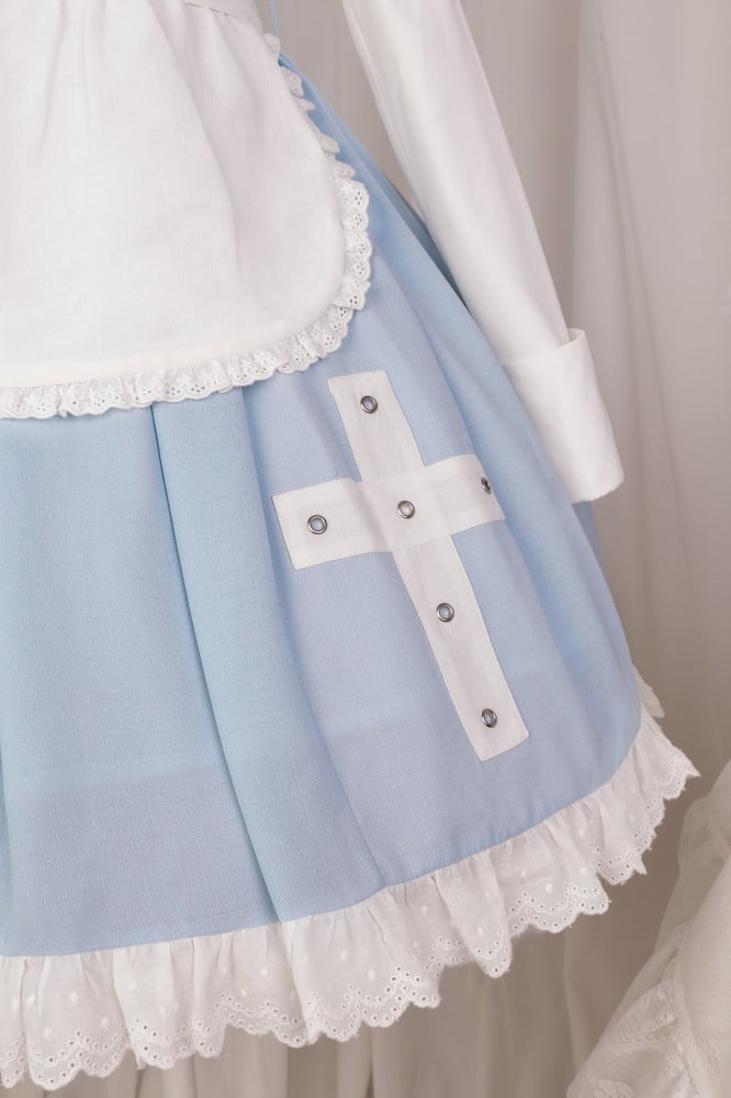 Blue and White Cross Applique One Piece Detachbale Sleeves