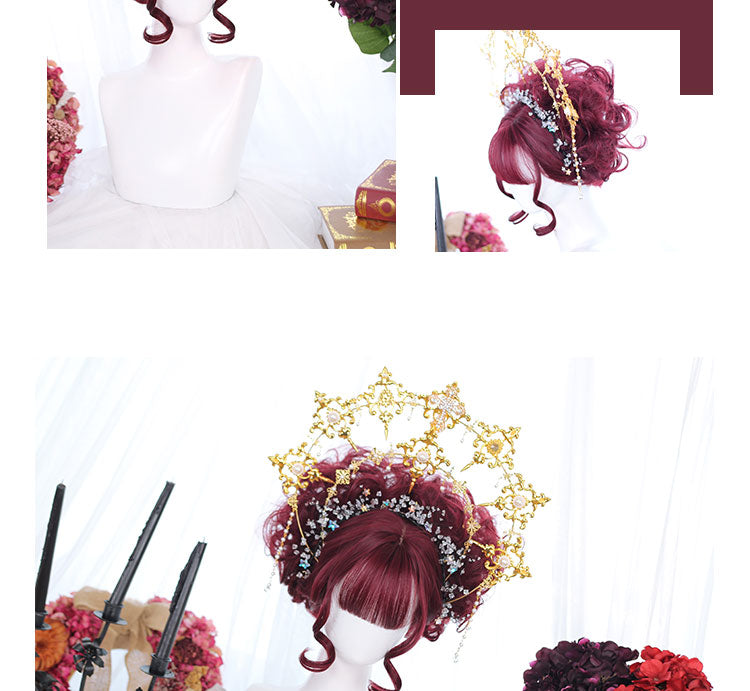 Mid-length Wool Curly Synthetic Wig